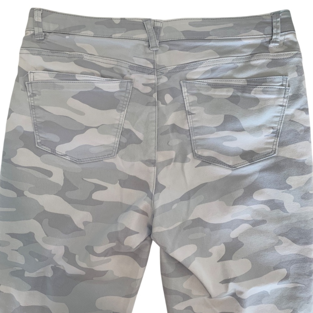 MAC AND ME Jeans Pants Jeggings Leggings Blue Gray Camo 5-Button Fly Hem Small - Picture 7 of 16